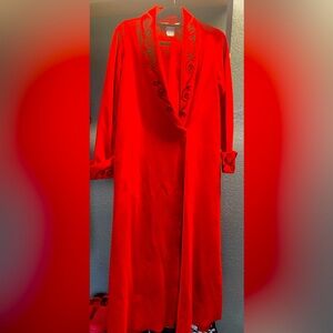 Vintage Evelyn Pearson velvet robe with sash and black embroidery